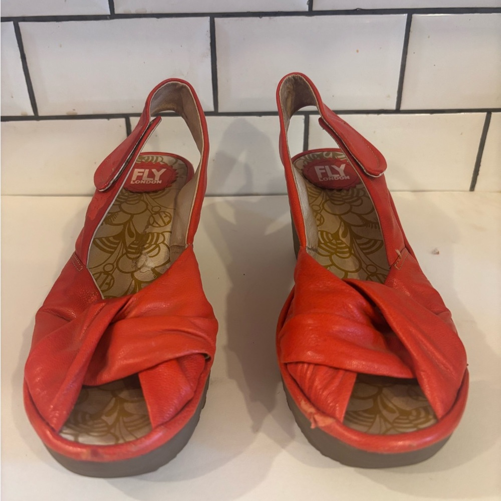 Fly London Women's Bright Red/Orange Sandals